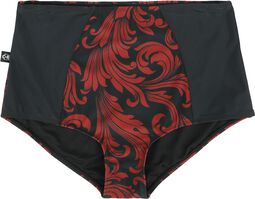 High Waist Bikini Bukser med Ornamenter, Black Premium by EMP, Bikinitruse