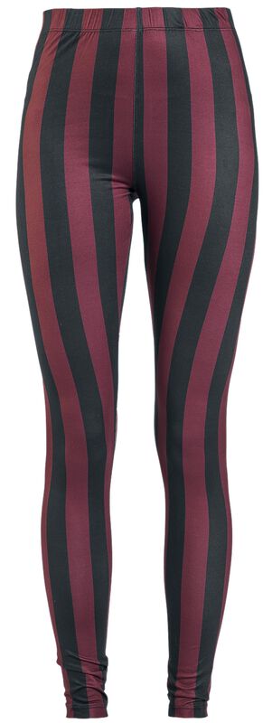 Svart/Rød Stripete Leggings