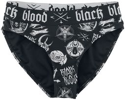 Bikini bunn med okkulte symboler, Black Blood by Gothicana, Bikinitruse