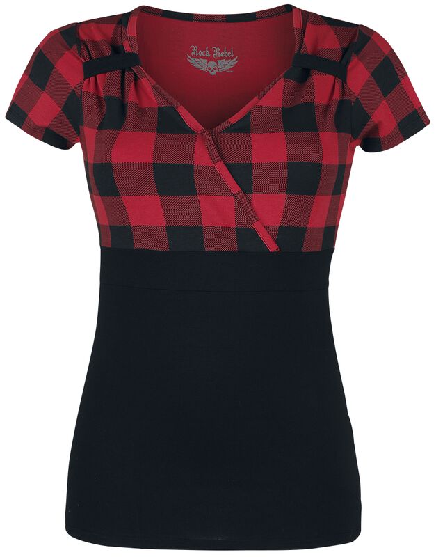 Svart/Rød T-Skjorte med Rockabilly Style