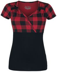 Svart/Rød T-Skjorte med Rockabilly Style, Rock Rebel by EMP, T-skjorte
