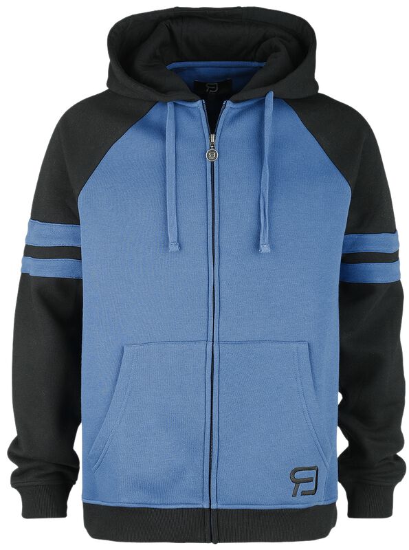 Svart/Blå hoodie med glidelås