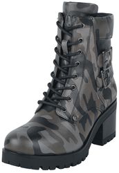 Lace-Up Boots med Kamuflasje Print, Black Premium by EMP, Boot