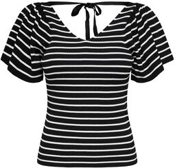Onlleelo Stripe Back V-Neck Topp, Only, T-skjorte