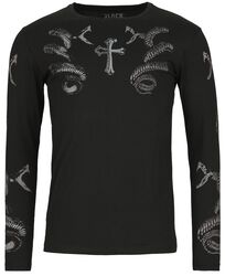 Langermet topp med slangedesign, Black Premium by EMP, Langermet skjorte