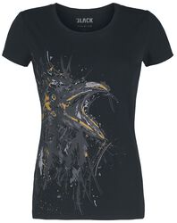 T-Skjorte for kvinner med sketch art ravn, Black Premium by EMP, T-skjorte