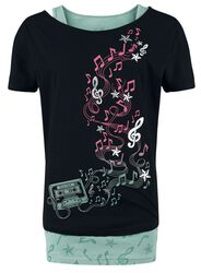 Three Pieces T-Shirt and Tops with Notes and Stars, Full Volume by EMP, T-skjorte