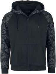 Hoodie med grå ornamenter, Black Premium by EMP, Hettejakke