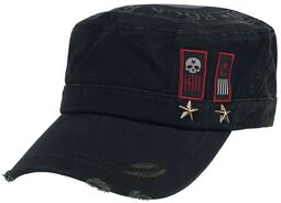 Svart Army Caps med Print, Patches og Studs, Rock Rebel by EMP, Caps