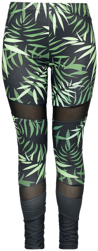 Leggings med bamboo print og mesh inserts