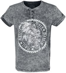 Vintage-Look T-Skjorte med Knapper, Rock Rebel by EMP, T-skjorte