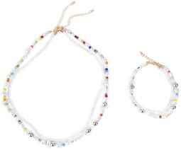Varierende perler lag-på-lag smykke og ankelsmykke sett, Urban Classics, Halskjede