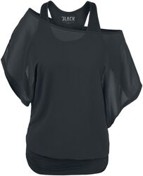 Svart T-Skjorte med Flaggermus Ermer, Black Premium by EMP, T-skjorte