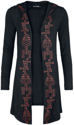 Cardigan med printede symboler og stort ryggprint, Black Blood by Gothicana, Cardigan