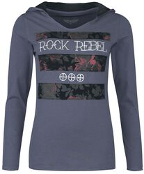 Langermert topp med hette, Rock Rebel by EMP, Langermet skjorte