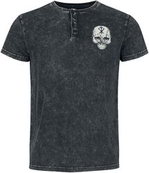 T-skjorte med vaskeeffekt med print og brodering, Black Premium by EMP, T-skjorte