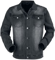 Dark grey jacket with chest pockets and button placket, Black Premium by EMP, Dongerijakke