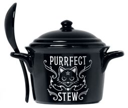 Purrfect Stew cauldron with spoon, Alchemy England, Krus