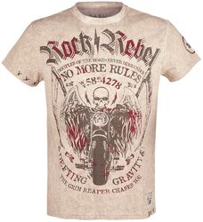 Beige T-Skjorte med Crew Neck og Print, Rock Rebel by EMP, T-skjorte