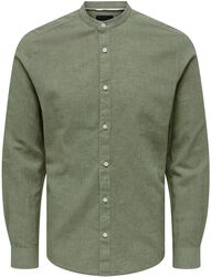 ONSCaiden LS Solid Linen MAO Shirt, ONLY and SONS, Langermet skjorte