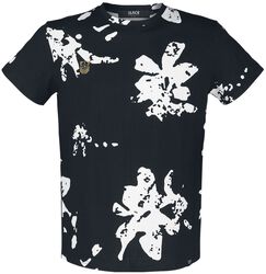 T-skjorte med hvite blomster og små broderte detaljer, Black Premium by EMP, T-skjorte