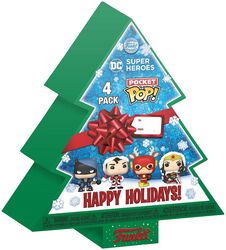 Gingerbread tree Christmas box - POP! Sett av 4 nøkkelringer, DC Comics, Funko Pocket Pop!