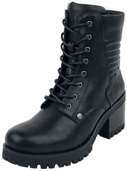 Svarte Lace-Up Boots med Hæl, Black Premium by EMP, Boot