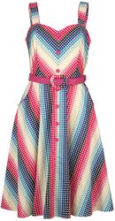 Serene Rainbow Gingham Flare Dress, Voodoo Vixen, Middellang kjole