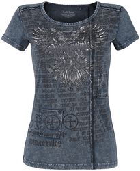 Blue T-shirt with Wash and Print, Rock Rebel by EMP, T-skjorte