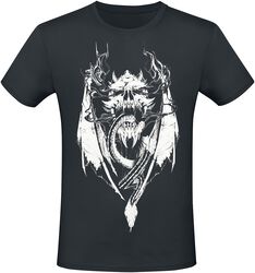 T-Shirt With Dragon And Skull Frontprint, Gothicana by EMP, T-skjorte