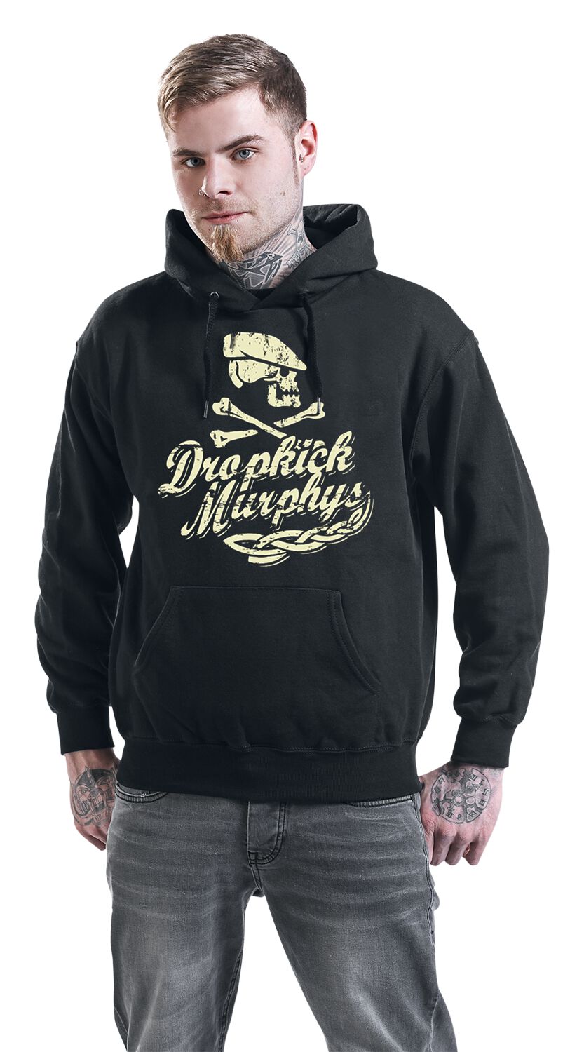 Felpa Skull Nera In Cotone Con Cappuccio