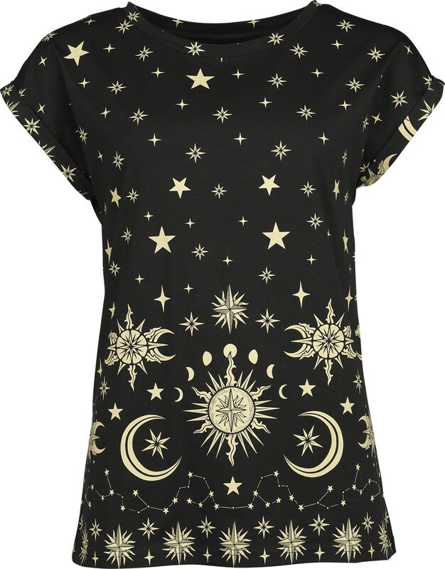 T-skjorte med sol, stjerner og måne
