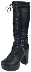 Platform lace-up boots med lenker og spenner, Gothicana by EMP, Snørestøvletter