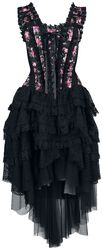 Dress with Carmen Collar and Embroidery, Gothicana by EMP, Middellang kjole