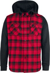 Hooded Checked Flannel, RED by EMP, Flanellskjorte