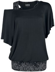 Double-Layer T-Skjorte med All-Over Printed Topp, Black Premium by EMP, T-skjorte