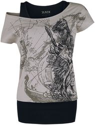 Double-Layer-T-Skjorte med Detailed Front Print, Black Premium by EMP, T-skjorte