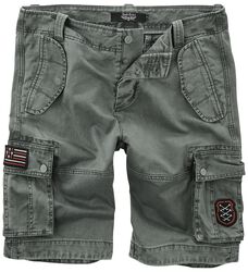 Grå Cargo Shorts med Patches, Rock Rebel by EMP, Shorts