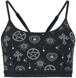 Bralette med pentagram og witch design, Gothicana by EMP, Bustier