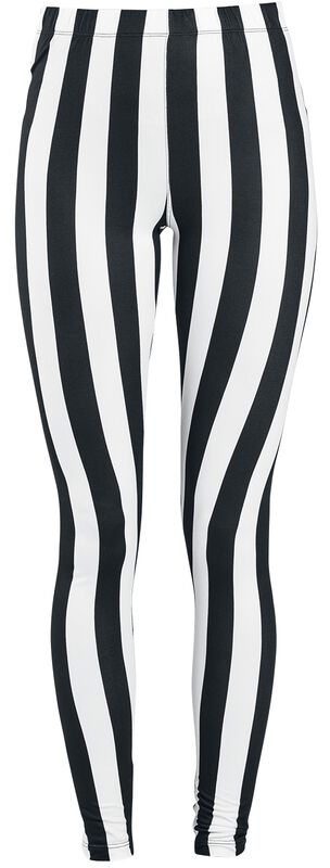 Svart/Hvit Stripete Leggings