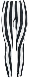 Svart/Hvit Stripete Leggings, Gothicana by EMP, Leggings