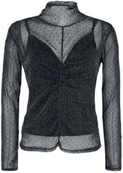 Gjennomsiktig Langermet skjorte med prikker og sølvtråder, Black Premium by EMP, Langermet skjorte