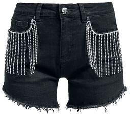 Svarte shorts med rhinestonesdetaljer, Rock Rebel by EMP, Shorts