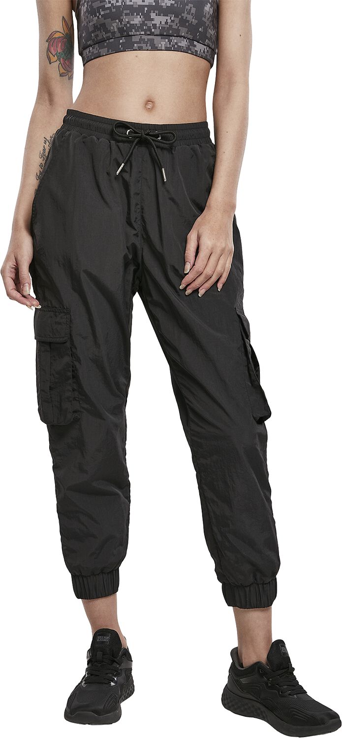Ladies High Waist Crinkle Nylon Cargo Pants Urban Classics Cargobukser EMP