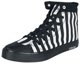 Black/White Striped Sneakers, Gothicana by EMP, Høye sneakers