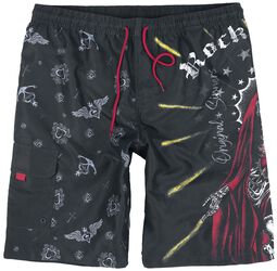 Swim Shorts With Old School Print, Rock Rebel by EMP, Badeshorts