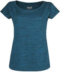Mottled-Look Blue T-Shirt, Black Premium by EMP, T-skjorte