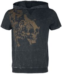 Hoodie t-skjorte med hodeskalle design, Black Premium by EMP, T-skjorte