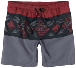 Tricolor Swim Shorts with Arrow Print, Black Premium by EMP, Badeshorts