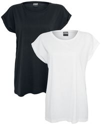 Ladies Extended Shoulder Tee Double Pack, Urban Classics, T-skjorte